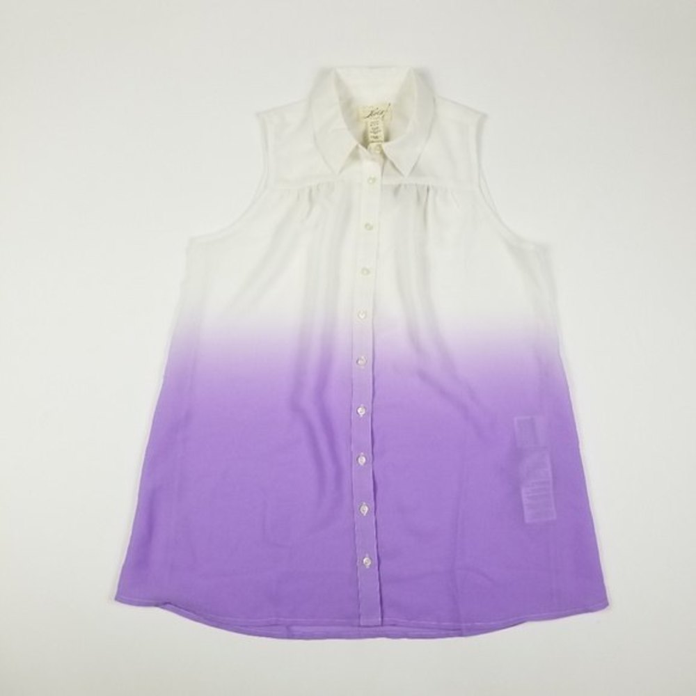 🌵 Levi's Dip-Dye Sleeveless Collared Blouse - White & Purple